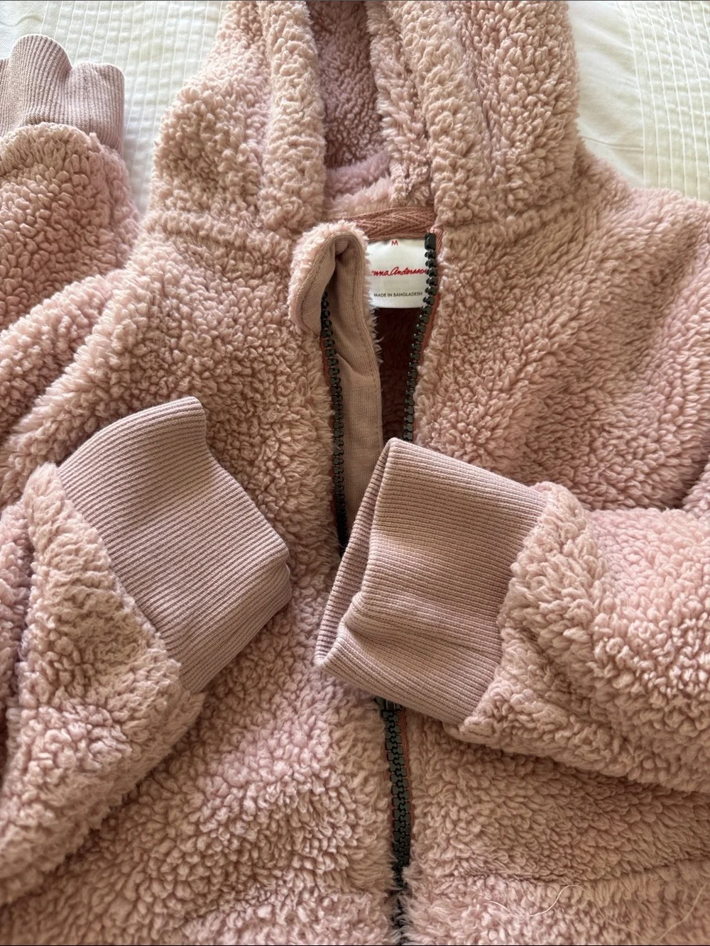 Hanna Andersson marshmallow Hooded One-Piece in Pale Pink with Bear Ears